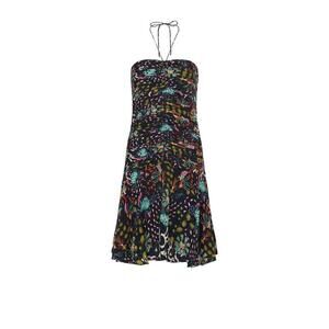 Maria Cher 100% Silk Humuaca Uriel Floral Strapless Dress Beachy Vacation XL